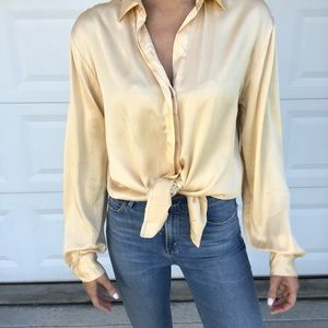 Flannel brand 100% silk cream top